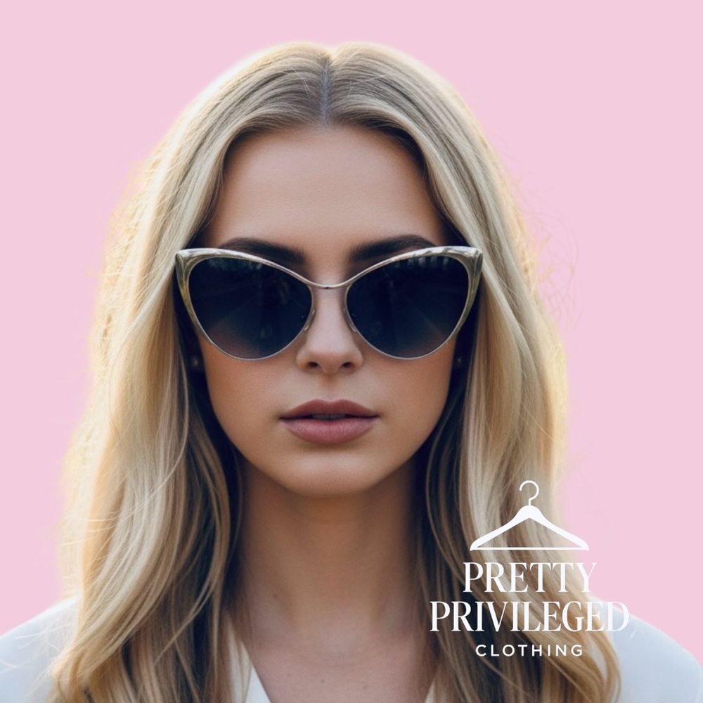 Women's Purple and Silver Cat eye Sunglasses